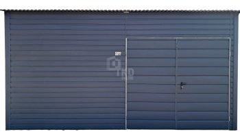 Garaż  Blaszany - Magazyn 4,5x4,5m - Brama dwuskrzydłowa - antracyt - dach spad w przód TKD266