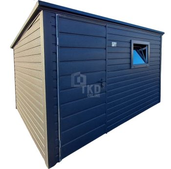 Schowek - domek ogrodowy 3,5x2,5m - Drzwi - okno - antyracyt - dach spad w tył TK251