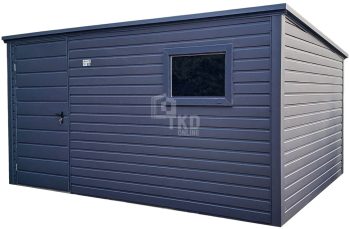 Schowek - domek ogrodowy 3,5x2,5m - Drzwi - okno - antyracyt - dach spad w tył TKD252