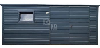 Schowek - domek ogrodowy 4,5x2m - brama dwuskrzydłowa - okno - antracyt - dach spad w tył TKD365