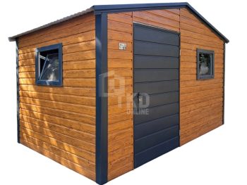 Schowek - domek ogrodowy 3x2m - drzwi - 2x okno  - jasny orzech - drewnopodobny - dach dwuspadowy TKD368