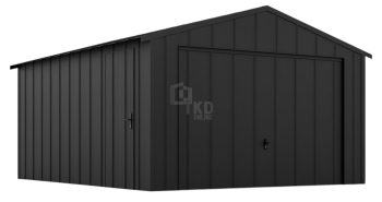 Garaż blaszany 4x5m - brama uchylna - drzwi - blacha na rąbek - dach dwuspadowy TKD373