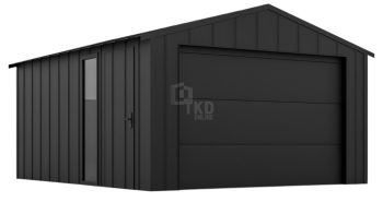 Garaż blaszany 4x6 - brama segmentowa - okno - drzwi - dach dwuspadowy - blacha na rąbek TKD374