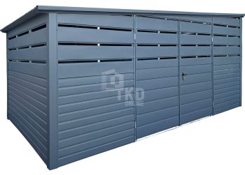 Wiata śmietnikowa - Schowek 4,5x2m - brama dwuskrzydłowa - Antracyt - dach spad w bok TKD393