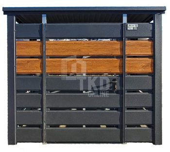 Wiata śmietnikowa 1,5x0,7m Antracyt + jasny orzech - spad w tył TKD394