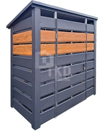 Wiata śmietnikowa 1,6x0,8m Antracyt + jasny orzech Schowek ogrodowy TKD395