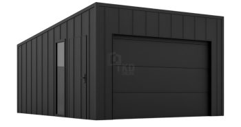 Garaż blaszany 4x6 - brama segmentowa - okno - drzwi - dach spad w tył - blacha na rąbek TKD375