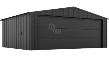 Garaż blaszany 5x6 - brama segmentowa - drzwi - blacha na rąbek - dach dwuspadowy TKD377