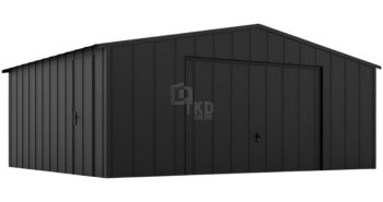 Garaż blaszany 6x6 - brama uchylna - drzwi - blacha na rąbek - dach dwuspadowy TKD380