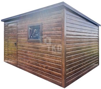 Schowek - domek 4x2,5m - drzwi - okno - jasny orzech - drewnopodobny - dach dwuspadowy TKD398