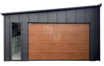 Garaż Blaszany 5x5,5 m - brama segmentowa - 2x okno - drzwi - blacha na rąbek - rynny TKD396