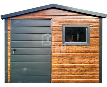Schowek - domek 2,5x2,5m - drzwi - okno - jasny orzech - drewnopodobny - dach dwuspadowy TKD397