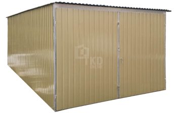 Garaż blaszany 3x5m - II Gatunek - Garaż na budowę brama dwuskrzydłowa - złoty - dach spad w tył TKD399