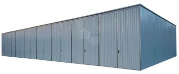 Hala blaszana 24x8m - 8x brama dwuskrzydłowa - biały - dach spad w tył TKD410