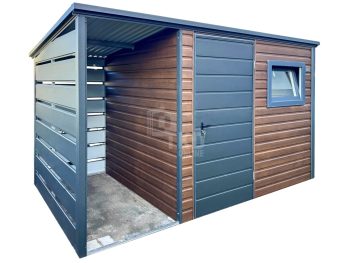 Hala blaszana 24x8m - 8x brama dwuskrzydłowa - biały - dach spad w tył TKD411