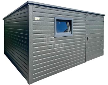 Schowek - domek ogrodowy 3x3m - drzwi - okno - antracyt - dach spad w tył TKD432