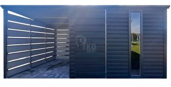 Schowek - domek ogrodowy 3x3m - wiata 3m - drzwi - okno - antracyt - spad dachu do tyłu TKD433