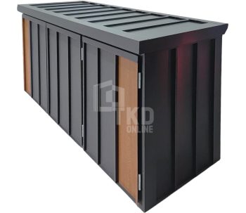 Zabudowa koszy na śmieci wiata śmietnikowa obudowa kubłów 177x65x110 cm 3x120L antracyt + jasny orzech TKD449
