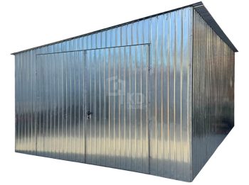 Garaż blaszany 4x5m - brama dwuskrzydłowa - ocynk - spad w bok TKD417