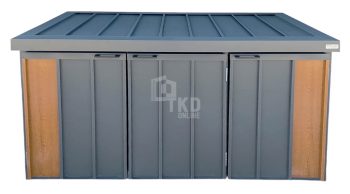 Zabudowa koszy na śmieci wiata śmietnikowa obudowa kubłów 177x65x110 cm 3x120L antracyt + jasny orzech TKD450